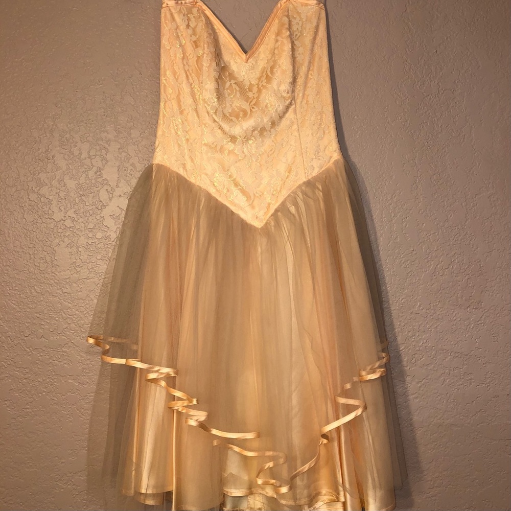 Vintage Gunne Sax pink strapless dovetail bodice party dress size S GUC